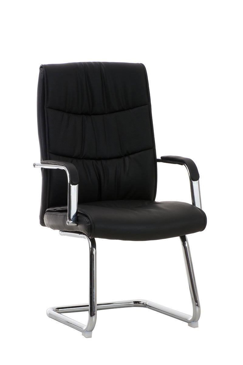 Silla de conferencia caro en cuero sintético simil cuero negro 60x49x105 cm
