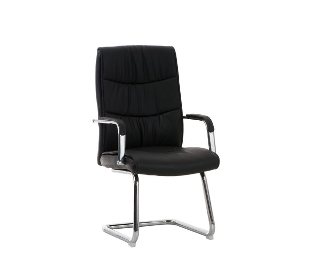 Silla de conferencia caro en cuero sintético simil cuero negro 60x49x105 cm