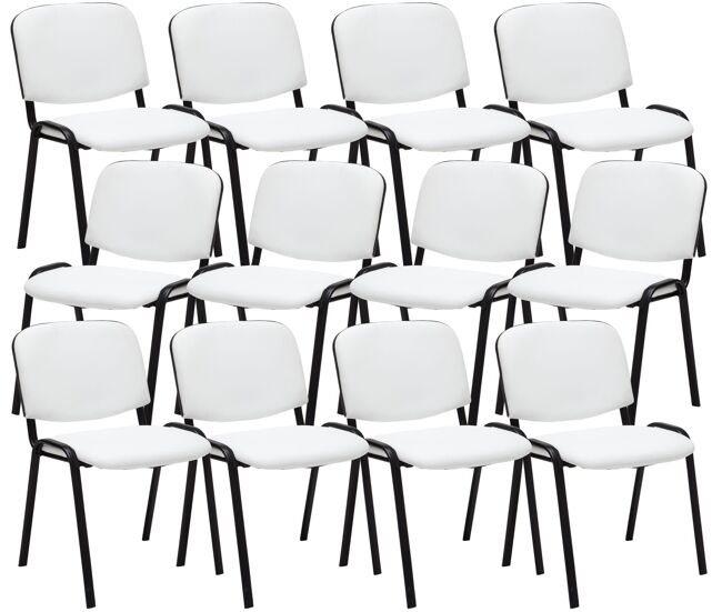 Pack de 12 sillas confidente ken en simil cuero blanco 53x53x83 cm