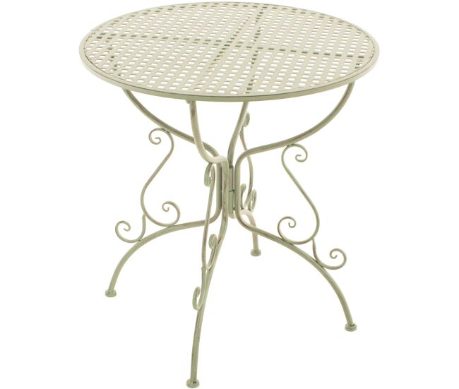 Mesa de jardín amanda elegante y resistente para exteriores ideal para reuniones en el jardín o terraza fácil de limpiar metal verde antiguo ø 70 cm
