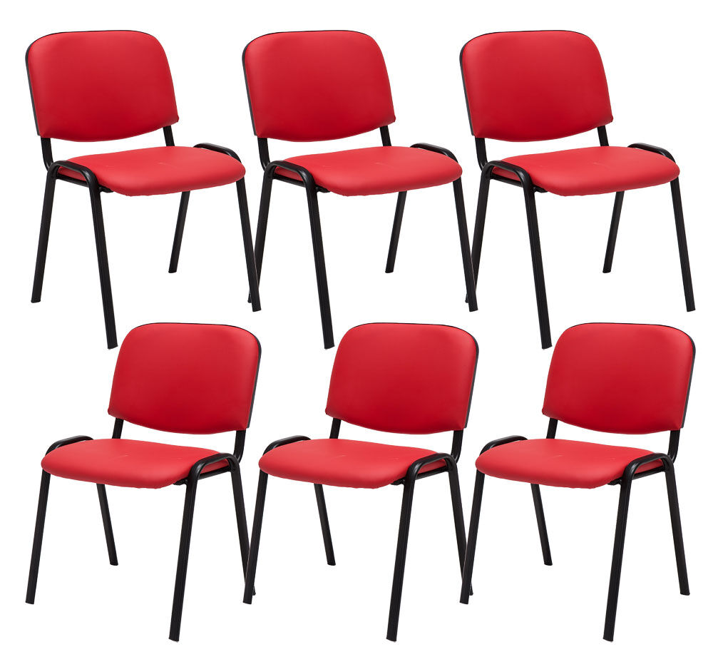 Set 6 sillas de conferencia ken en cuero pu simil cuero rojo 53x53x83 cm