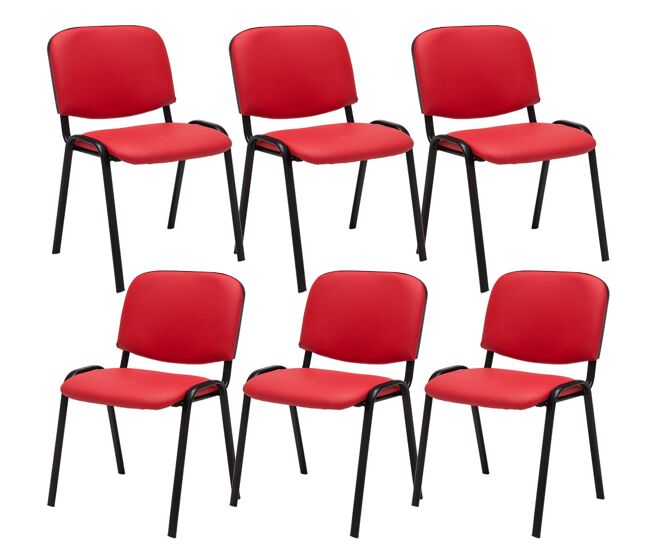 Set 6 sillas de conferencia ken en cuero pu simil cuero rojo 53x53x83 cm
