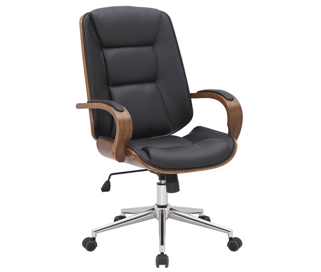 Silla de oficina yankton simil cuero nogal/negro 68x60x102 cm
