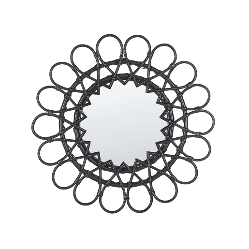 Espelho BABAI 60 cm 60 cm Rattan Preto