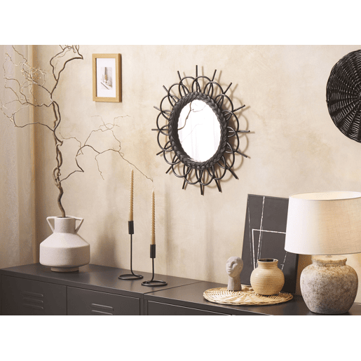 Espelho TELAKIA 60 cm 60 cm Rattan Preto