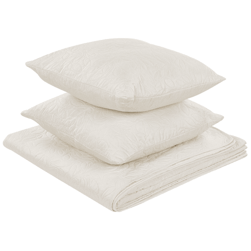 Colcha com almofadas RUDKHAN 140 x 210 cm Creme
