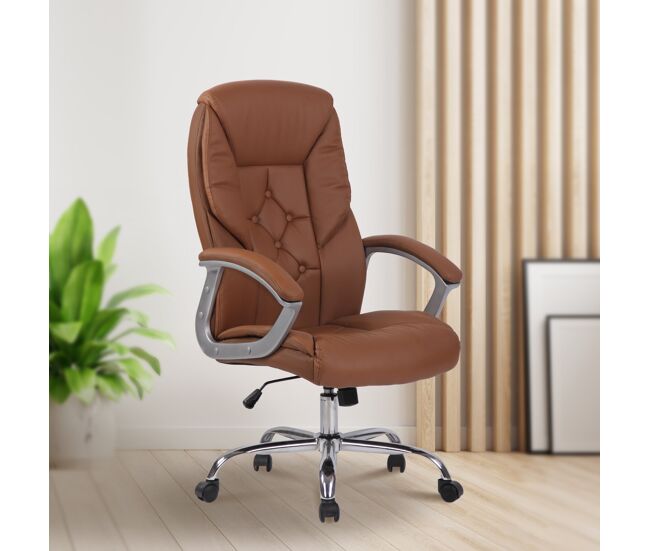 Silla de oficina rodeo xxl simil cuero marrón claro 68x66x112 cm