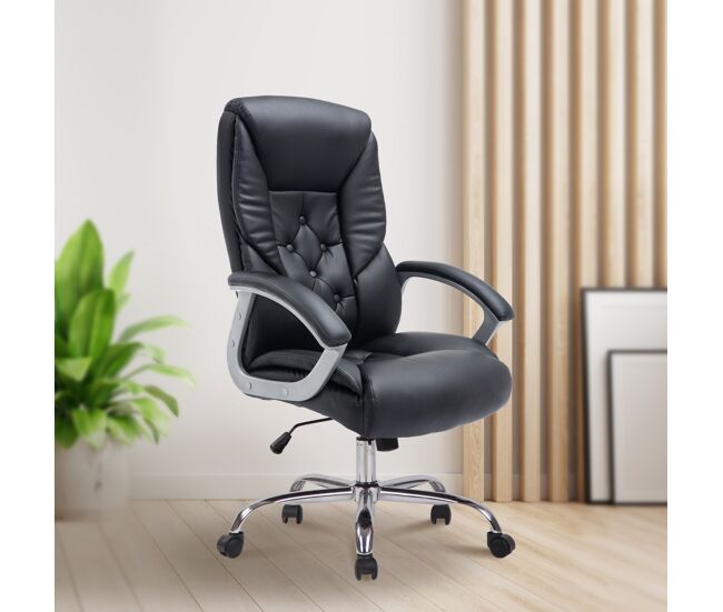 Silla de oficina rodeo xxl simil cuero negro 68x66x112 cm