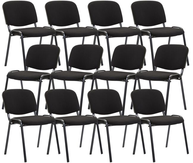 Pack de 12 sillas confidente ken en tela negro 53x53x83 cm