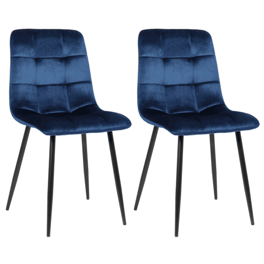 Lote de 2 sillas de comedor Tilde Terciopelo Azul 55X45X84 cm