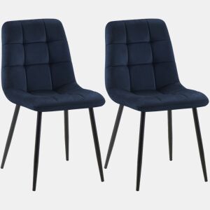 Set de 2 sillas de comedor Tilde Terciopelo Azul 55X45X84 cm