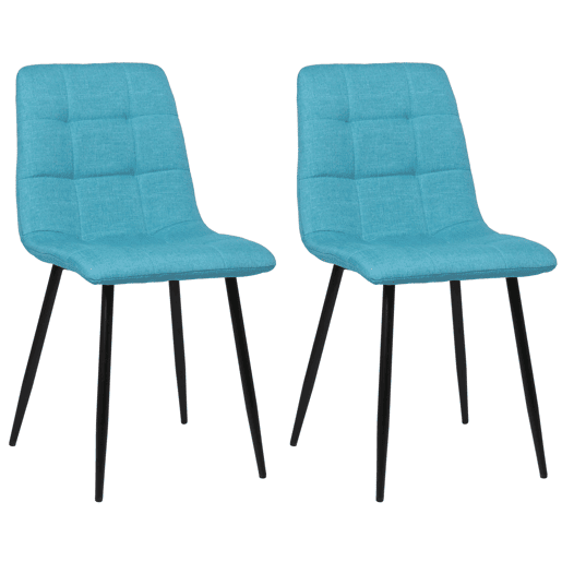Lote de 2 sillas de comedor Tilde Tela Turquesa 55X45X84 cm