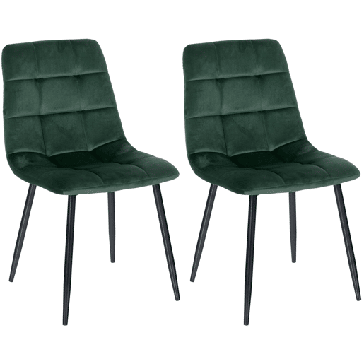 Lote de 2 sillas de comedor Tilde Terciopelo Verde 55X45X84 cm