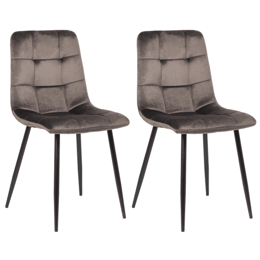 Lote de 2 sillas de comedor Tilde Terciopelo Gris 55X45X84 cm