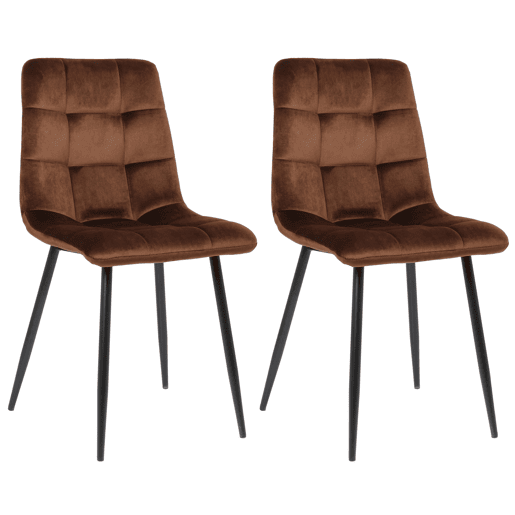 Lote de 2 sillas de comedor Tilde Terciopelo Marrón 55X45X84 cm