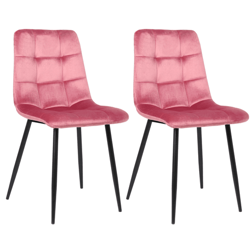 Lote de 2 sillas de comedor Tilde Terciopelo Rosado 55X45X84 cm