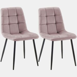 Set de 2 sillas de comedor Tilde Terciopelo Rosado 55X45X84 cm
