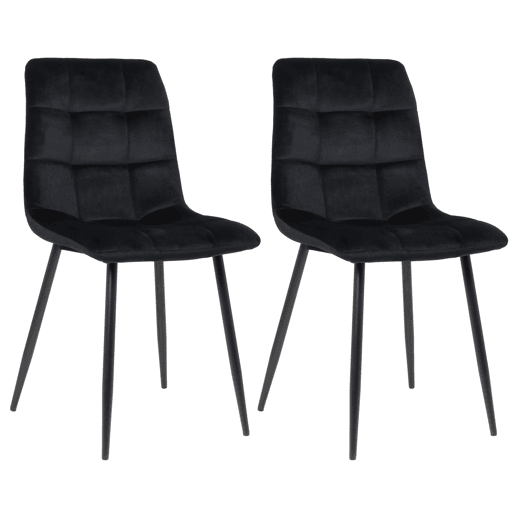 Lote de 2 sillas de comedor Tilde Terciopelo Negro 55X45X84 cm