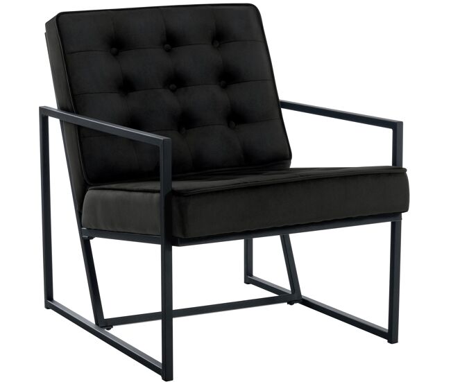 Sillón avon en terciopelo negro 83x63x79.5 cm