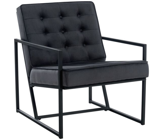 Sillón avon en terciopelo gris 83x63x79.5 cm