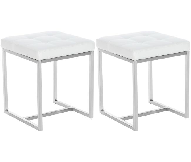 Set de 2 taburetes barci en polipiel simil cuero blanco 40x40x48 cm
