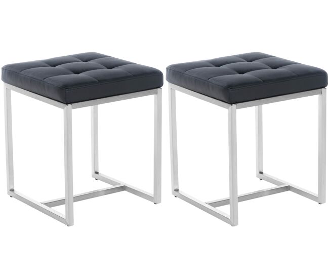 Set de 2 taburetes barci en polipiel simil cuero negro 40x40x48 cm