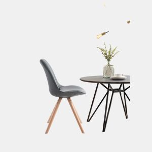 Silla de Comedor Laval Rund Simil cuero Gris 56X48X84 cm