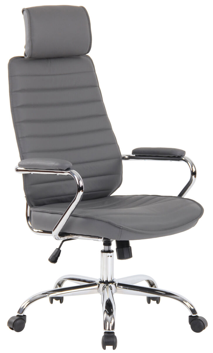 Silla de oficina rako de cuero auténtico gris 57x59x117 cm