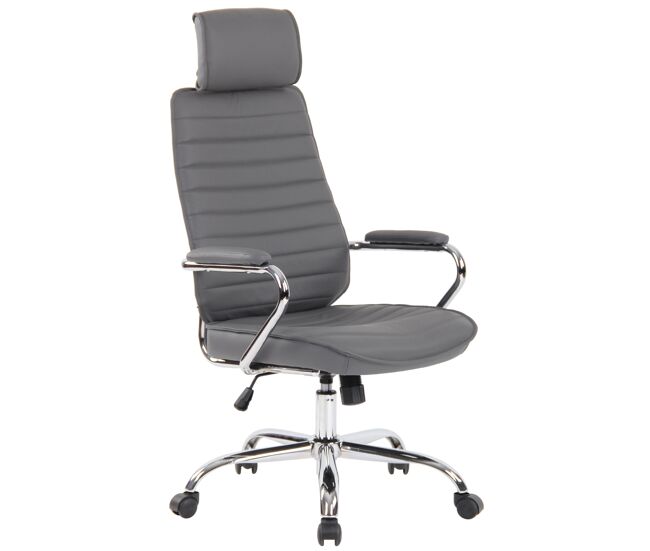 Silla de oficina rako de cuero auténtico gris 57x59x117 cm