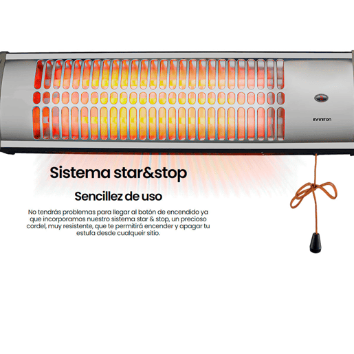 Fogão de Quartzo Infiniton HQP-W33 - 3 níveis de potência - 1500 W Cinzento