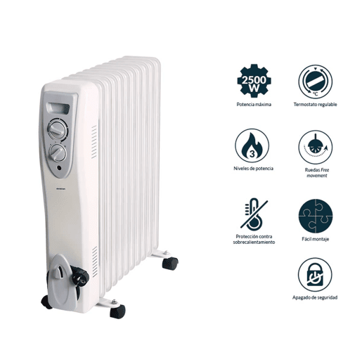 Radiador de óleo 11E Infiniton HOR-2500 - 2500W, 11 elementos, 3 níveis de potência