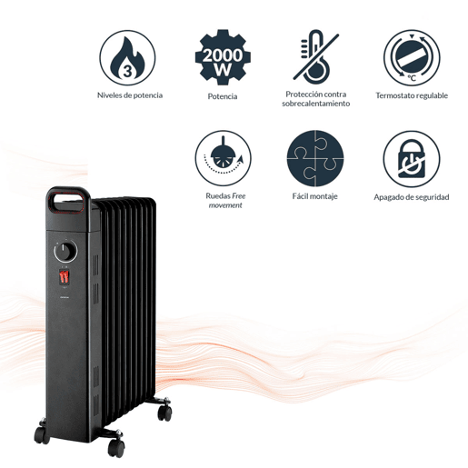 Radiador a óleo Infiniton HOR-N200 3 níveis de potência - 2000 W Preto