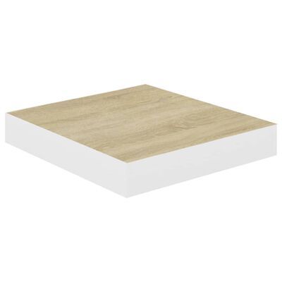 Vidaxl estante flotante de pared mdf roble y blanco 23x23,5x3,8 cm
