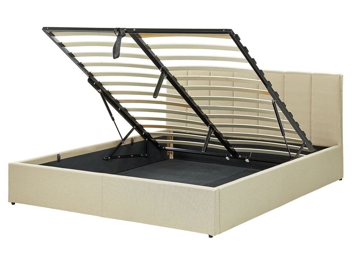 Beliani Cama con almacenaje Piel sintética DREUX 171x214 Beige