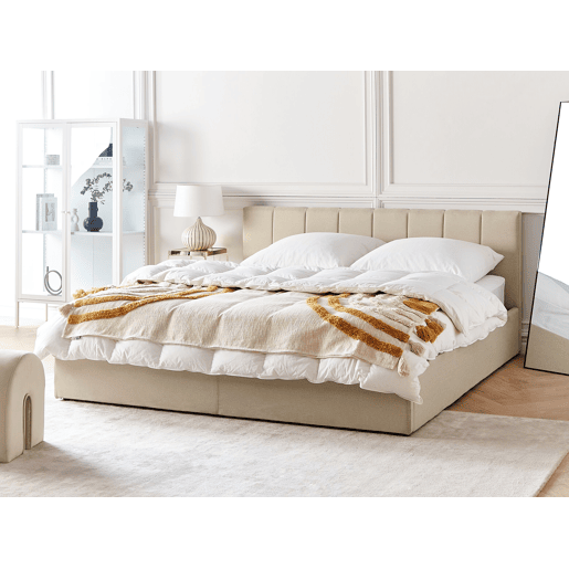 Cama baú Tecido DREUX 180 x 200 cm Creme