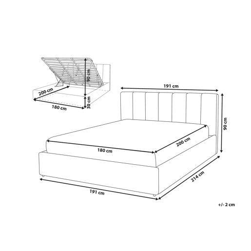 Cama baú Tecido DREUX 180 x 200 cm Creme