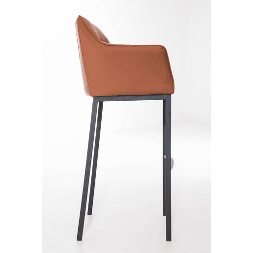 Taburete de bar Damaso cuero sintético con base de cuatro patas Simil cuero Marrón claro 48X64X110 cm