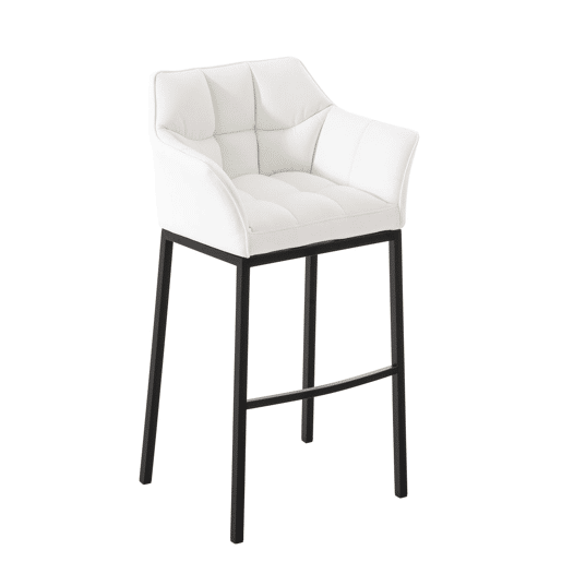 Taburete de bar Damaso cuero sintético con base de cuatro patas Simil cuero Blanco 48X64X110 cm