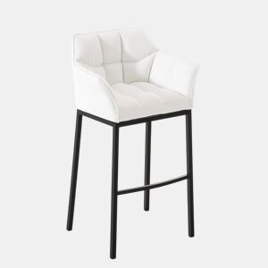 Taburete de bar Damaso cuero sintético con base de cuatro patas Simil cuero Blanco 48X64X110 cm
