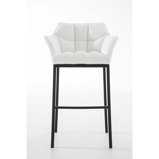 Taburete de bar Damaso cuero sintético con base de cuatro patas Simil cuero Blanco 48X64X110 cm
