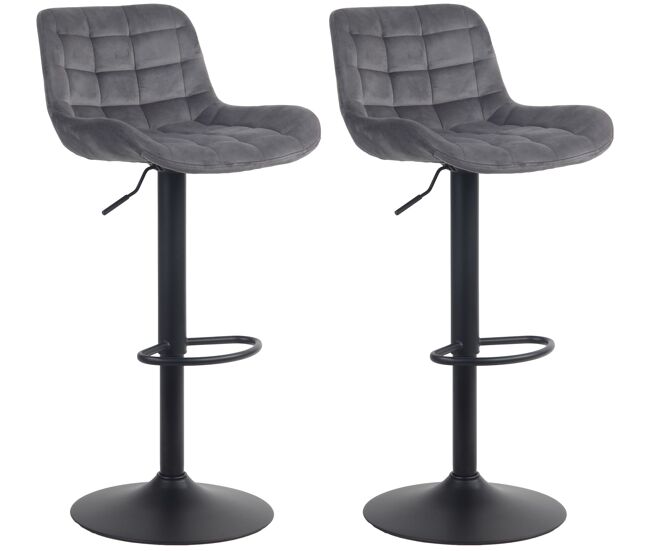 Set de 2 taburetes de bar tover terciopelo gris oscuro 54x48x81 cm