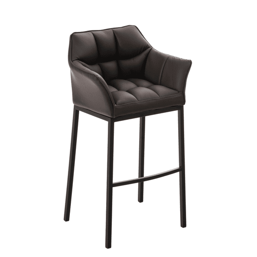 Taburete de bar Damaso cuero sintético con base de cuatro patas Simil cuero Marrón 48X64X110 cm