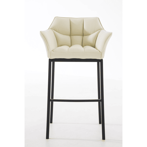 Taburete de bar Damaso cuero sintético con base de cuatro patas Simil cuero Crema 48X64X110 cm