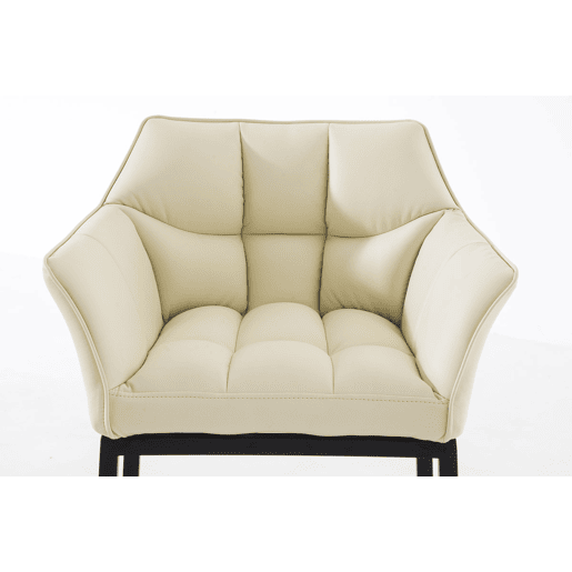 Taburete de bar Damaso cuero sintético con base de cuatro patas Simil cuero Crema 48X64X110 cm