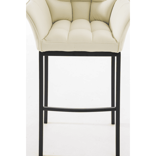 Taburete de bar Damaso cuero sintético con base de cuatro patas Simil cuero Crema 48X64X110 cm