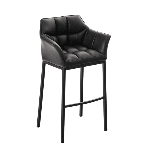 Taburete de bar Damaso cuero sintético con base de cuatro patas Simil cuero Negro 48X64X110 cm