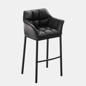 Taburete de bar Damaso cuero sintético con base de cuatro patas Simil cuero Negro 48X64X110 cm