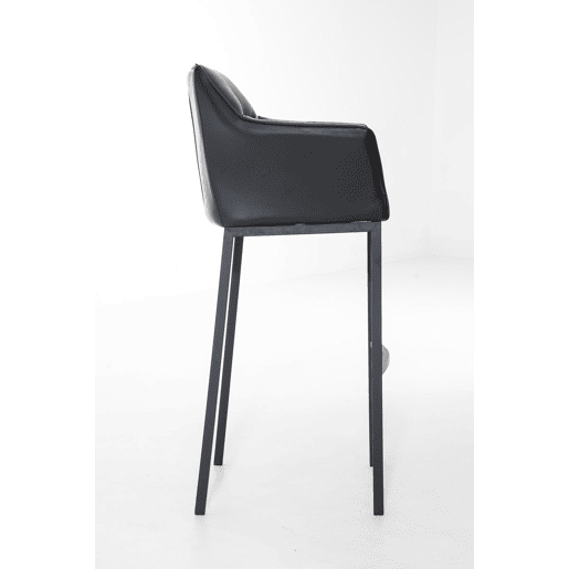 Taburete de bar Damaso cuero sintético con base de cuatro patas Simil cuero Negro 48X64X110 cm