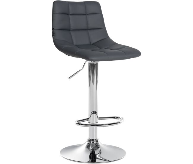Taburete de bar jerry en piel sintético simil cuero gris 46.5x43x87 cm