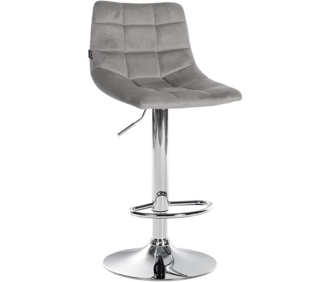 Taburete de bar jerry en terciopelo gris 46.5x43x87 cm